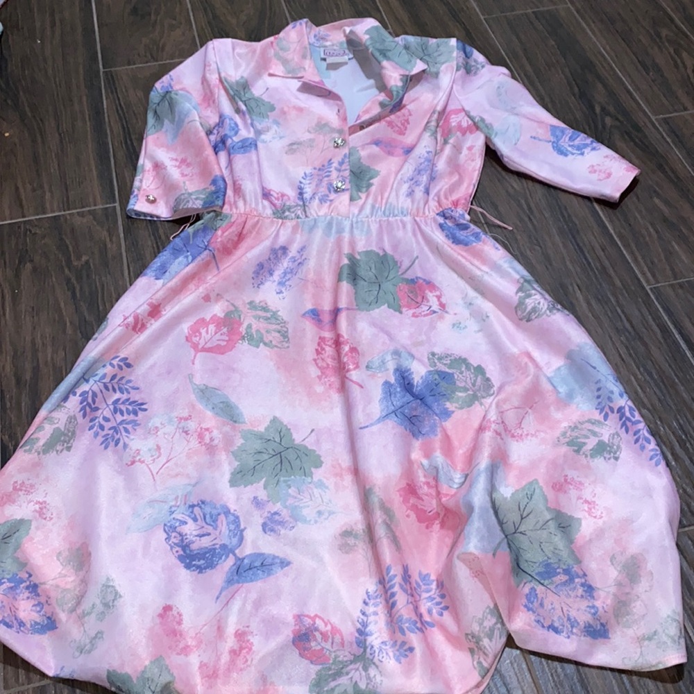 California Looks vintage floral pink dress
